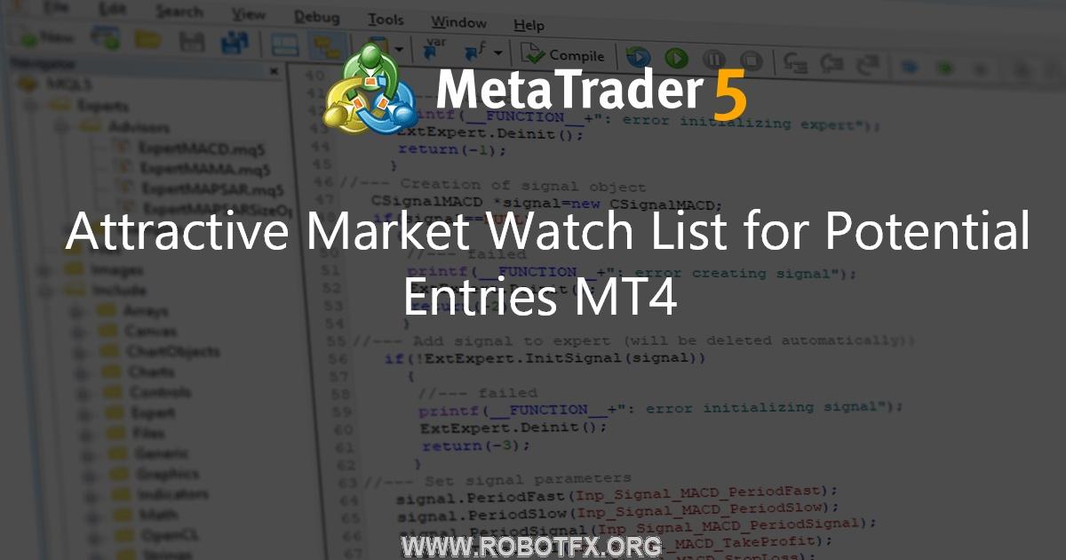 Attractive Market Watch List for Potential Entries MT4 - script for MetaTrader 4