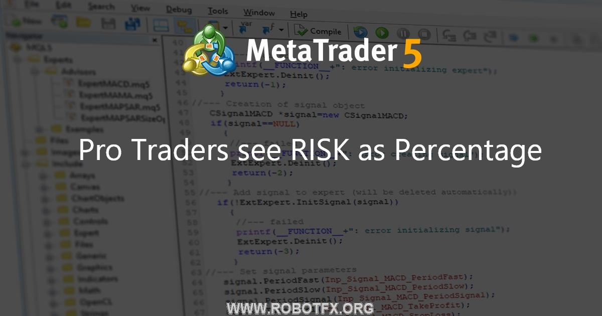 Pro Traders see RISK as Percentage - script for MetaTrader 5