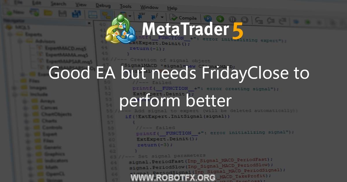 Good EA but needs FridayClose to perform better - expert for MetaTrader 4